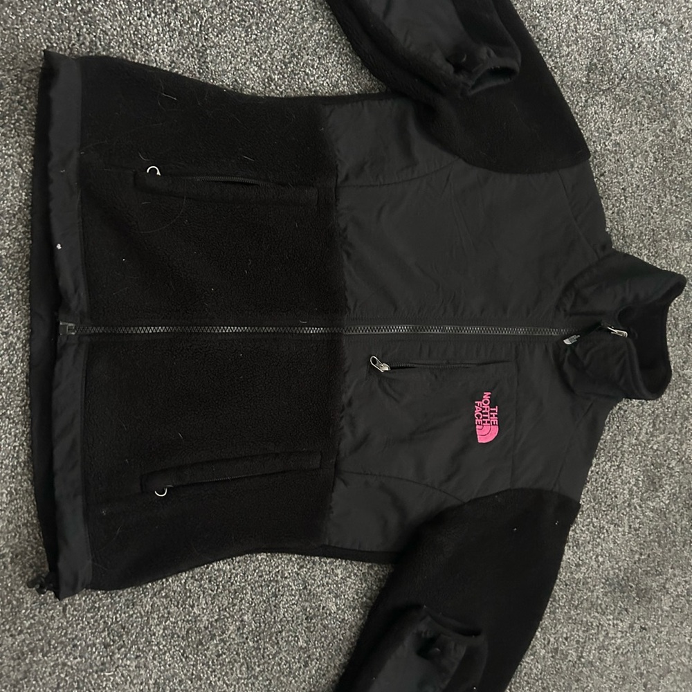 The North Face Kids Black Jacket with Pink Logo